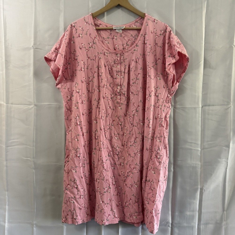 Vintage Anthony Richards Nightgown Pajamas Short Plus 1X Summer 100% Cotton Pink